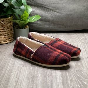 Toms Red Plaid Wool Flats